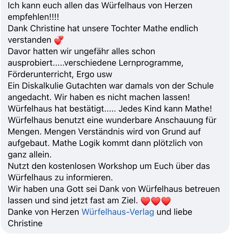 Elternstimme: Erfahrungsbericht zur Würfelhaus-Methode