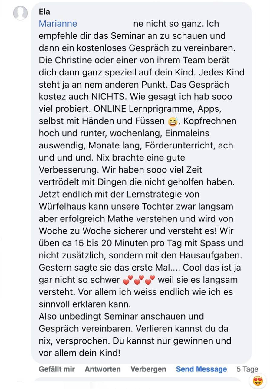 Elternstimme: Erfahrungsbericht zur Würfelhaus-Methode