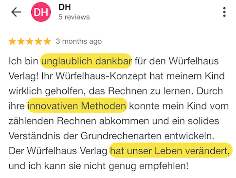 Google Bewertung: hat unser Leben verändert